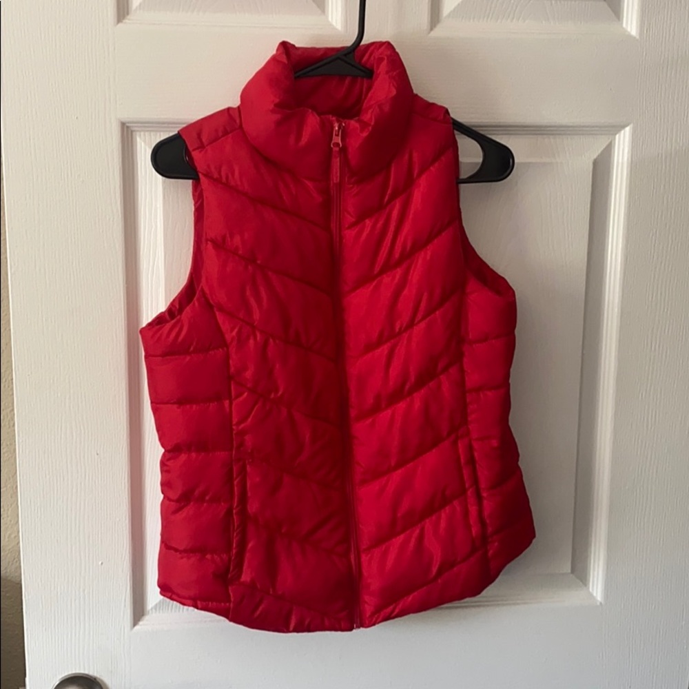 Red puffy vest